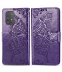 For Galaxy A91 Butterfly Love Flower Embossed Horizontal Flip Leather Case with Bracket / Card Slot / Wallet / Lanyard(Dark Purple)