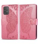 For Galaxy A91 Butterfly Love Flower Embossed Horizontal Flip Leather Case with Bracket / Card Slot / Wallet / Lanyard(Pink)