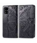 For Galaxy A71 Butterfly Love Flower Embossed Horizontal Flip Leather Case with Bracket / Card Slot / Wallet / Lanyard(Black)