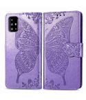 For Galaxy A71 Butterfly Love Flower Embossed Horizontal Flip Leather Case with Bracket / Card Slot / Wallet / Lanyard(Light Purple)