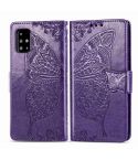 For Galaxy A71 Butterfly Love Flower Embossed Horizontal Flip Leather Case with Bracket / Card Slot / Wallet / Lanyard(Dark Purple)