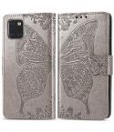 For Galaxy Note 10 Lite / A81 Butterfly Love Flower Embossed Horizontal Flip Leather Case with Bracket / Card Slot / Wallet / Lanyard(Gray)
