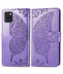 For Galaxy Note 10 Lite / A81 Butterfly Love Flower Embossed Horizontal Flip Leather Case with Bracket / Card Slot / Wallet / Lanyard(Light Purple)