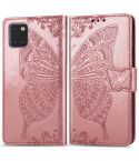 For Galaxy Note 10 Lite / A81 Butterfly Love Flower Embossed Horizontal Flip Leather Case with Bracket / Card Slot / Wallet / Lanyard(Rose Gold)
