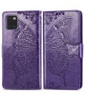 For Galaxy Note 10 Lite / A81 Butterfly Love Flower Embossed Horizontal Flip Leather Case with Bracket / Card Slot / Wallet / Lanyard(Dark Purple)
