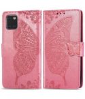 For Galaxy Note 10 Lite / A81 Butterfly Love Flower Embossed Horizontal Flip Leather Case with Bracket / Card Slot / Wallet / Lanyard(Pink)
