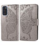For Galaxy S20 Butterfly Love Flower Embossed Horizontal Flip Leather Case with Bracket / Card Slot / Wallet / Lanyard(Gray)