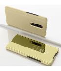 For Xiaomi Redmi K30 Plated Mirror Horizontal Flip Leather with Stand Mobile Phone Holster(Gold)
