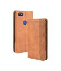 For Alcatel 1V (2019) with Fingerprint Hole Magnetic Buckle Retro Crazy Horse Texture Horizontal Flip Leather Case with Holder & Card Slots & Photo Frame(Brown)