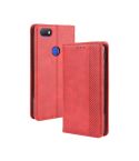 For Alcatel 1V (2019) with Fingerprint Hole Magnetic Buckle Retro Crazy Horse Texture Horizontal Flip Leather Case with Holder & Card Slots & Photo Frame(Red)