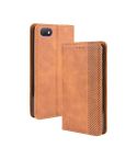 For Alcatel 1V (2019) without Fingerprint Hole Magnetic Buckle Retro Crazy Horse Texture Horizontal Flip Leather Case with Holder & Card Slots & Photo Frame(Brown)