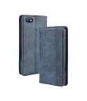 For Alcatel 1V (2019) without Fingerprint Hole Magnetic Buckle Retro Crazy Horse Texture Horizontal Flip Leather Case with Holder & Card Slots & Photo Frame(Blue)