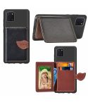 For Galaxy Note 10 Lite / A81 Leaf Buckle Litchi Texture Card Holder PU + TPU Case with Card Slot & Wallet & Holder & Photo Frame(Black)