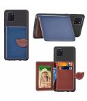 For Galaxy Note 10 Lite / A81 Leaf Buckle Litchi Texture Card Holder PU + TPU Case with Card Slot & Wallet & Holder & Photo Frame(Blue)