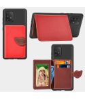 For Galaxy S10 Lite / A91  Leaf Buckle Litchi Texture Card Holder PU + TPU Case with Card Slot & Wallet & Holder & Photo Frame(Red)