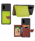 For Galaxy S20 Leaf Buckle Litchi Texture Card Holder PU + TPU Case with Card Slot & Wallet & Holder & Photo Frame(Green)