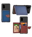 For Galaxy S20 Plus Leaf Buckle Litchi Texture Card Holder PU + TPU Case with Card Slot & Wallet & Holder & Photo Frame(Blue)
