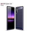 For Sony Xperia 10 II Brushed Texture Carbon Fiber TPU Case(Navy Blue)