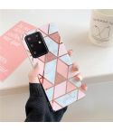 For Galaxy S20 Plating Colorful Geometric Pattern Mosaic Marble TPU Mobile Phone Case(Pink PJ1)