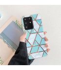 For Galaxy S20 Plating Colorful Geometric Pattern Mosaic Marble TPU Mobile Phone Case(Green PJ2)