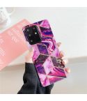 For Galaxy S20 Plating Colorful Geometric Pattern Mosaic Marble TPU Mobile Phone Case(Magenta PJ5)