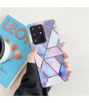 For Galaxy A51 Plating Colorful Geometric Pattern Mosaic Marble TPU Mobile Phone Case(Blue PJ4)