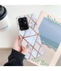 For Galaxy A71 Plating Colorful Geometric Pattern Mosaic Marble TPU Mobile Phone Case(White PJ3)