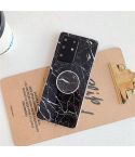 For Galaxy S20 Plus TPU Smooth Marble Pattern With Folding Bracket Mobile Phone Cose(Black A30)