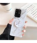For Galaxy S20 TPU Smooth Marble Pattern With Folding Bracket Mobile Phone Cose(White A6)