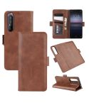 For Sony Xperia 1 II Dual-side Magnetic Buckle Horizontal Flip Leather Case with Holder & Card Slots & Wallet(Brown)