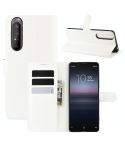 For Sony Xperia 1 II Litchi Texture Horizontal Flip Protective Case with Holder & Card Slots & Wallet(White)