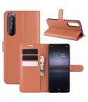 For Sony Xperia 1 II Litchi Texture Horizontal Flip Protective Case with Holder & Card Slots & Wallet(Brown)