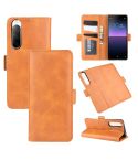 For Sony Xperia 10 II Dual-side Magnetic Buckle Horizontal Flip Leather Case with Holder & Card Slots & Wallet(Yellow)