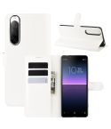 For Sony Xperia 10 II Litchi Texture Horizontal Flip Protective Case with Holder & Card Slots & Wallet(White)