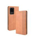 For Galaxy S20 Ultra/S20 Ultra 5G Magnetic Buckle Retro Crazy Horse Texture Horizontal Flip Leather Case  , with Holder & Card Slots & Photo Frame(Brown)