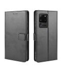 For Galaxy S20 Ultra/S20 Ultra 5G  Retro Crazy Horse Texture Horizontal Flip Leather Case , with Holder & Card Slots & Photo Frame(Black)