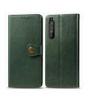 For Sony Xperia 1 II Retro Solid Color Leather Buckle Phone Case with Lanyard & Photo Frame & Card Slot & Wallet & Stand Function(Green)