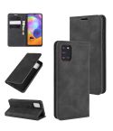 For Galaxy A31 Retro-skin Business Magnetic Suction Leather Case with Holder & Card Slots & Wallet(Black)