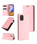 For Galaxy A31 Retro-skin Business Magnetic Suction Leather Case with Holder & Card Slots & Wallet(Pink)