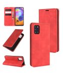 For Galaxy A31 Retro-skin Business Magnetic Suction Leather Case with Holder & Card Slots & Wallet(Red)