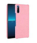 For Sony Xperia L4 Shockproof Crocodile Texture PC + PU Case(Pink)