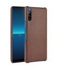 For Sony Xperia L4 Shockproof Crocodile Texture PC + PU Case(Brown)