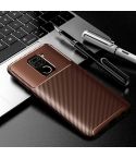 For Xiaomi Redmi Note9  Carbon Fiber Texture Shockproof TPU Case(Brown)