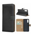 For Sony Xperia 10 II Leather Horizontal Flip Holster With Magnetic Clasp and Bracket and Card Slot and Wallet(Black)