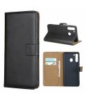 For Galaxy A21 Leather Horizontal Flip Holster With Magnetic Clasp and Bracket and Card Slot and Wallet(Black)