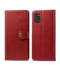 For Galaxy A31 Retro Solid Color Leather Buckle Phone Case with Lanyard & Photo Frame & Card Slot & Wallet & Stand Function(Red)