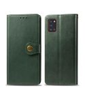 For Galaxy A31 Retro Solid Color Leather Buckle Phone Case with Lanyard & Photo Frame & Card Slot & Wallet & Stand Function(Green)