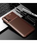 For OPPO A52 Carbon Fiber Texture Shockproof TPU Case(Brown)