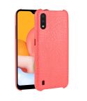 For Galaxy A01 Shockproof Crocodile Texture PC + PU Case(Red)