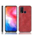 For Vivo Y50 Shockproof Sewing Cow Pattern Skin PC + PU + TPU Case(Red)